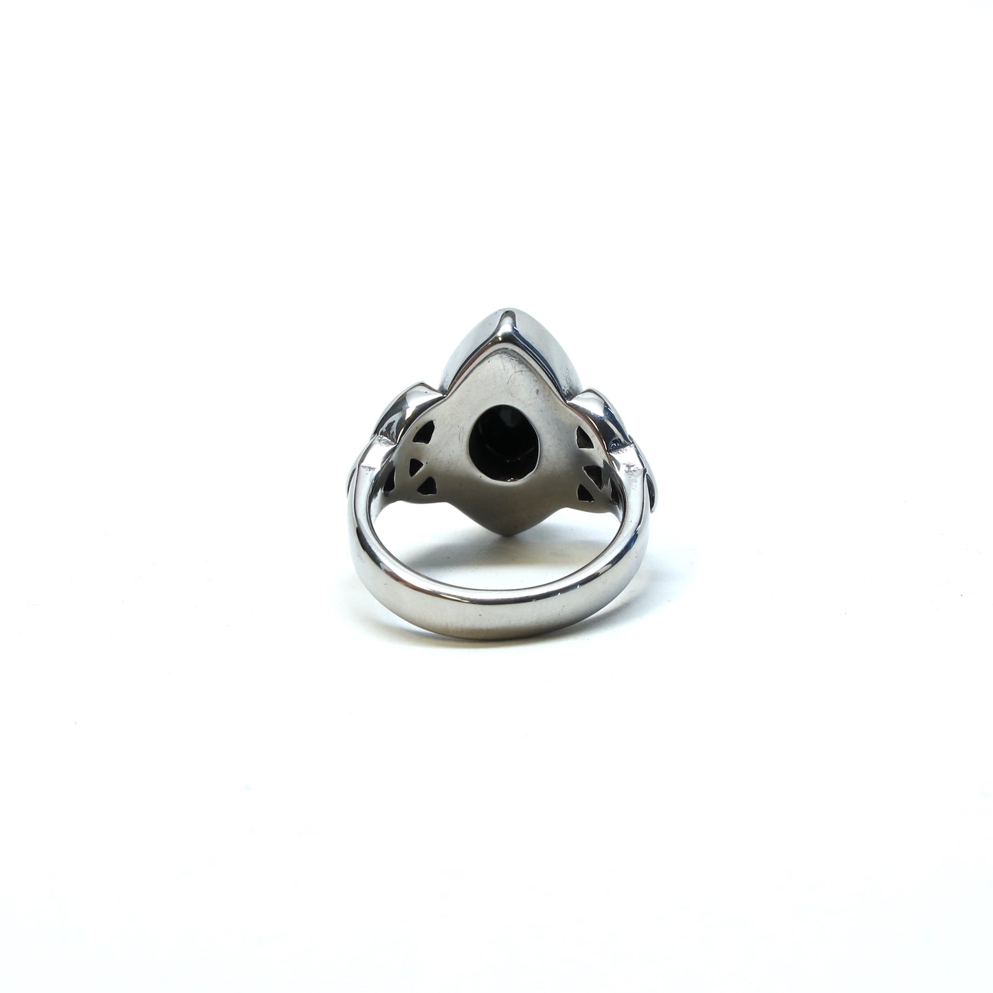 //Style 76-M// 316L Stainless Steel Black Onyx Weave Ring