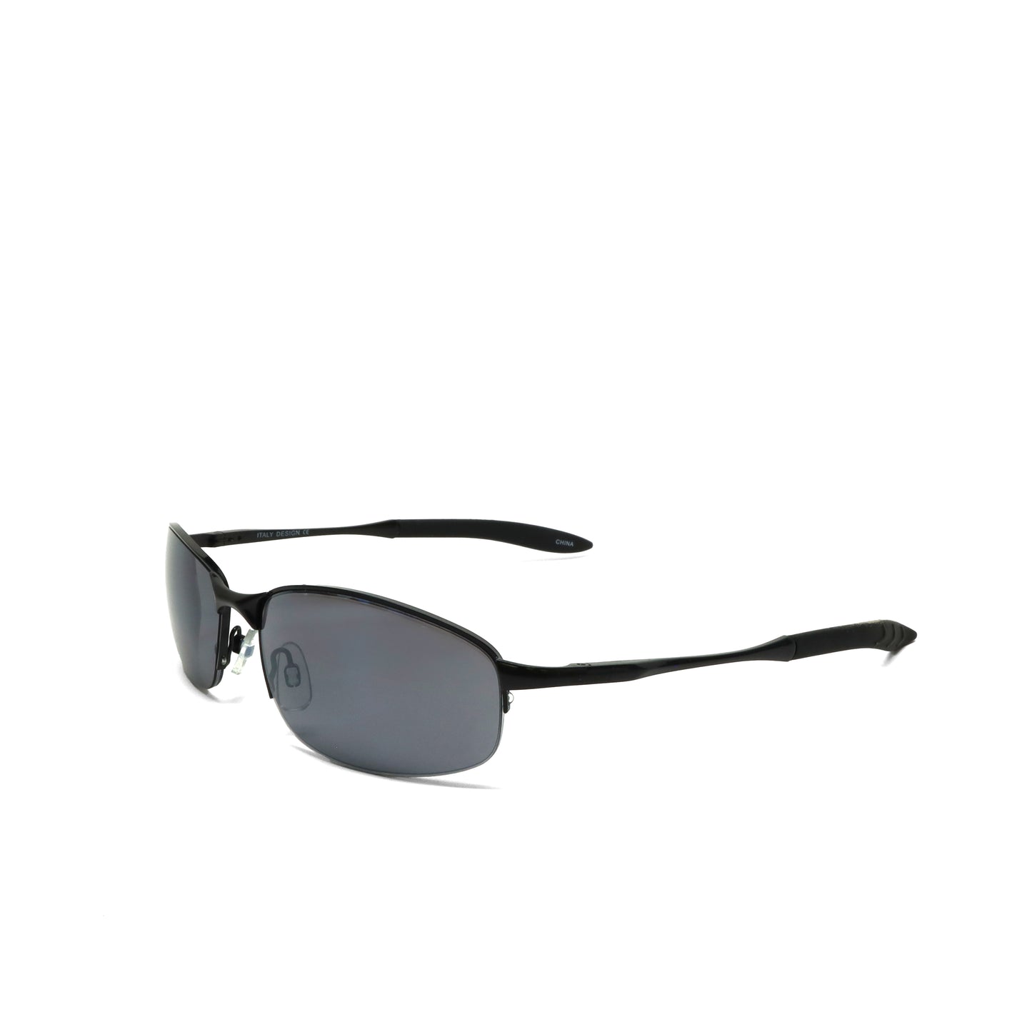 //Style 79// Metal Frame Slim Narrow Grey Wrap Sunglasses