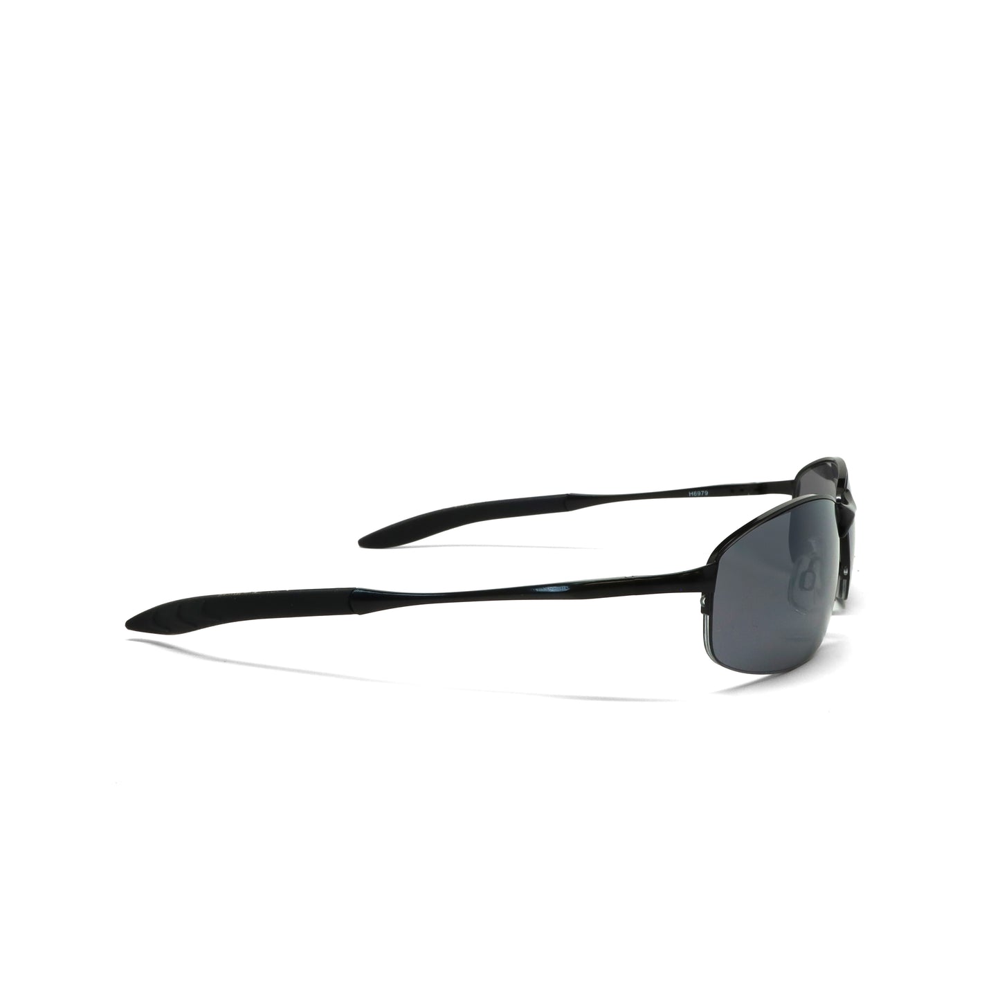 //Style 79// Metal Frame Slim Narrow Grey Wrap Sunglasses