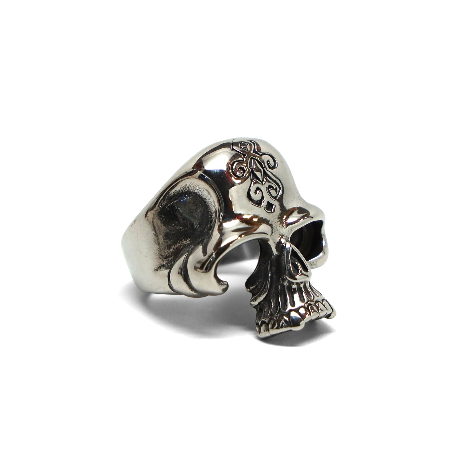 //Style 998-E1// 316L Stainless Steel Inscribed Skull Ring