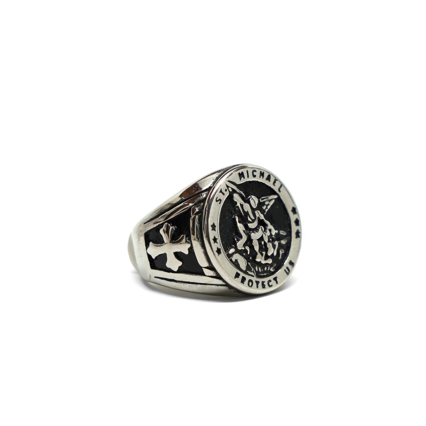 //Style 74s-H1// 316L Stainless Steel Archangel Guardian Ring