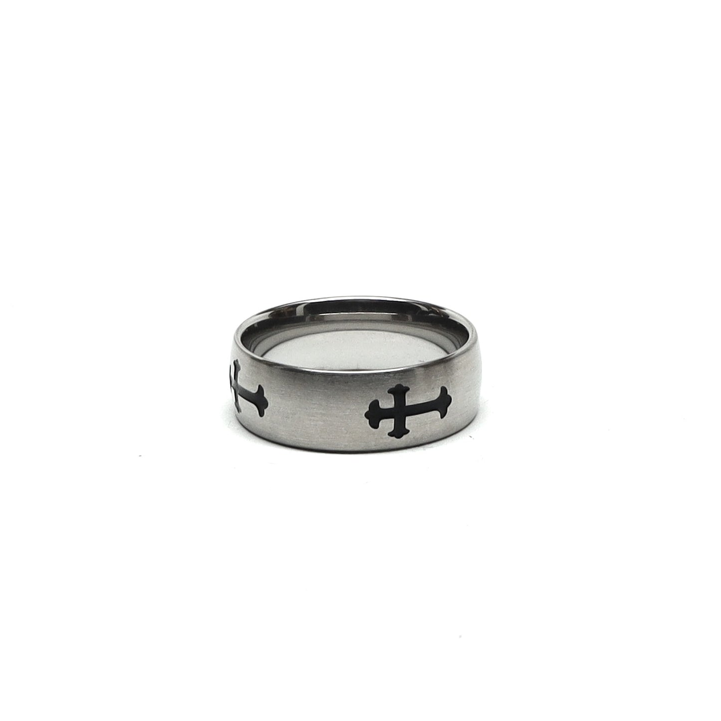 //Style 438// 316L Stainless Steel Black Cross Brushed