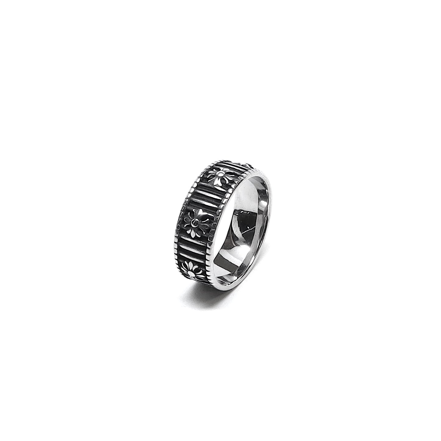 //Style 331-N1// 316L Stainless Steel Black Petal Band Ring