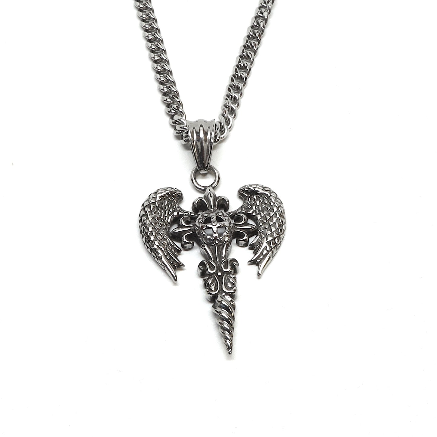//Style 412// 316L Stainless Steel Fallen Angel Cross