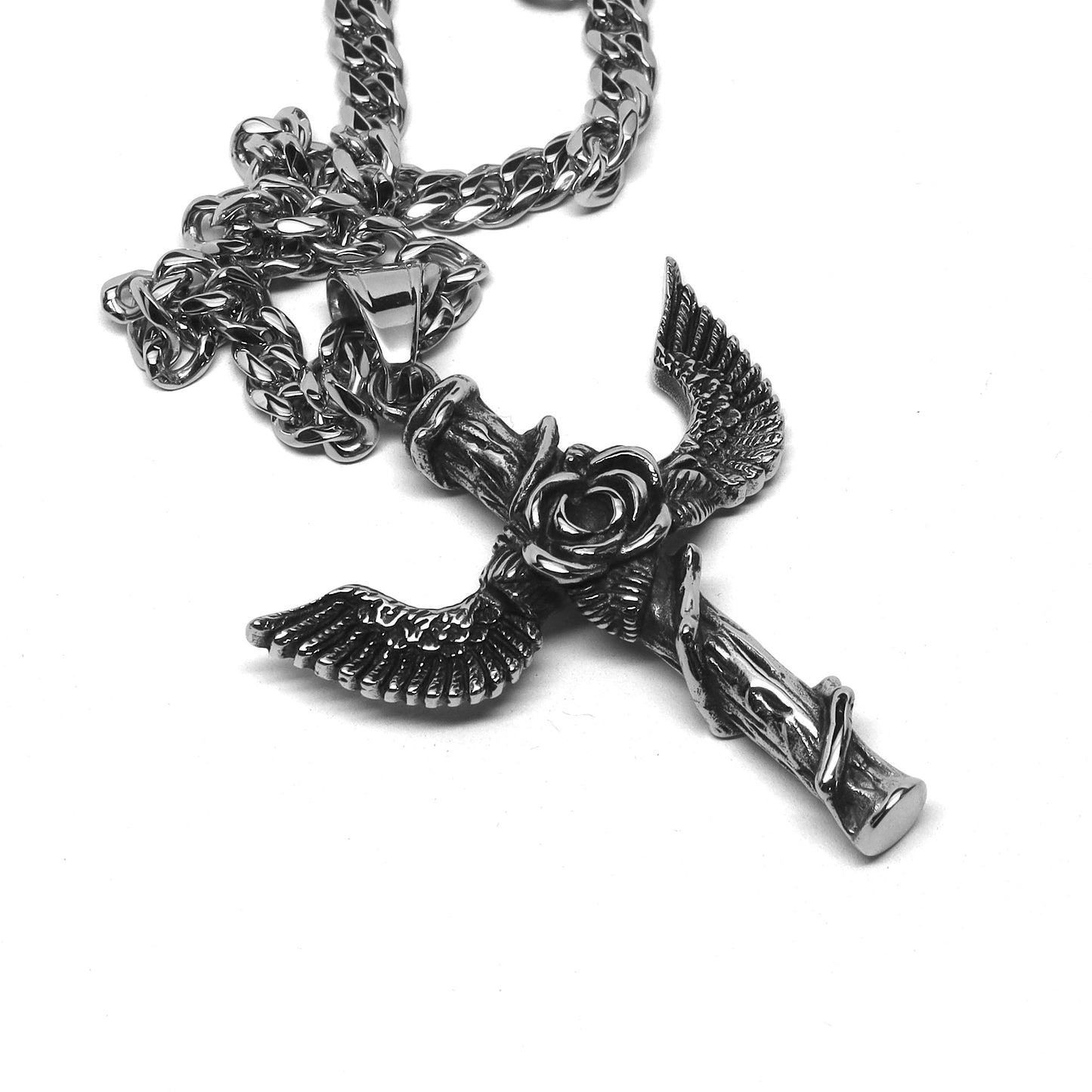 //Style 76// 316L Stainless Steel Angel Ivy Cross