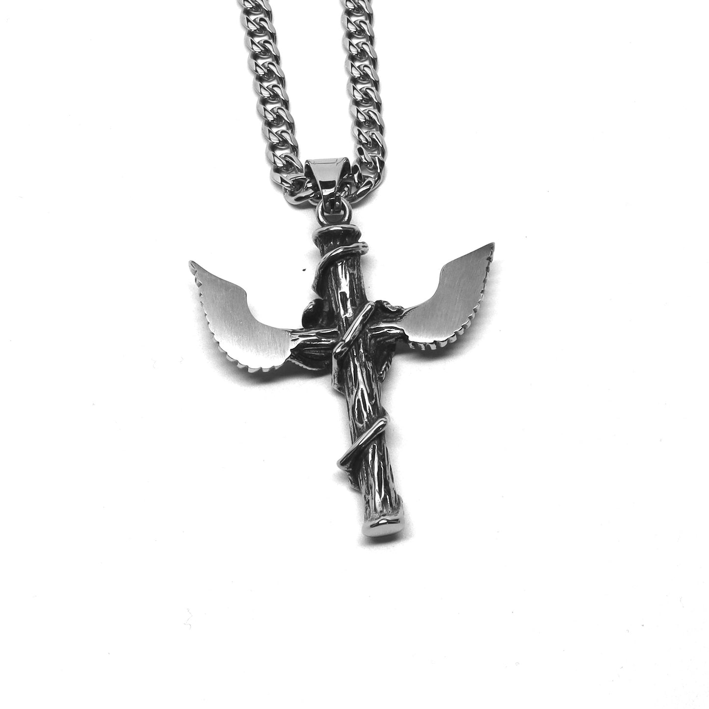 //Style 76// 316L Stainless Steel Angel Ivy Cross