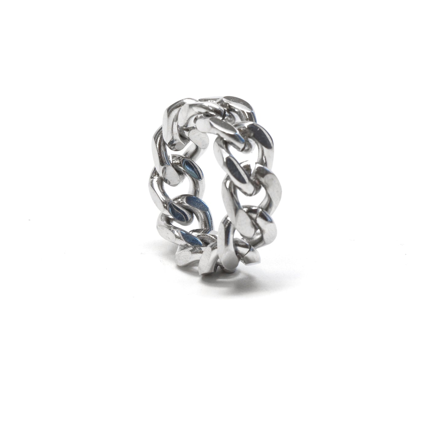 //Style 41// 316L Stainless Steel Faceted Chain Link Ring