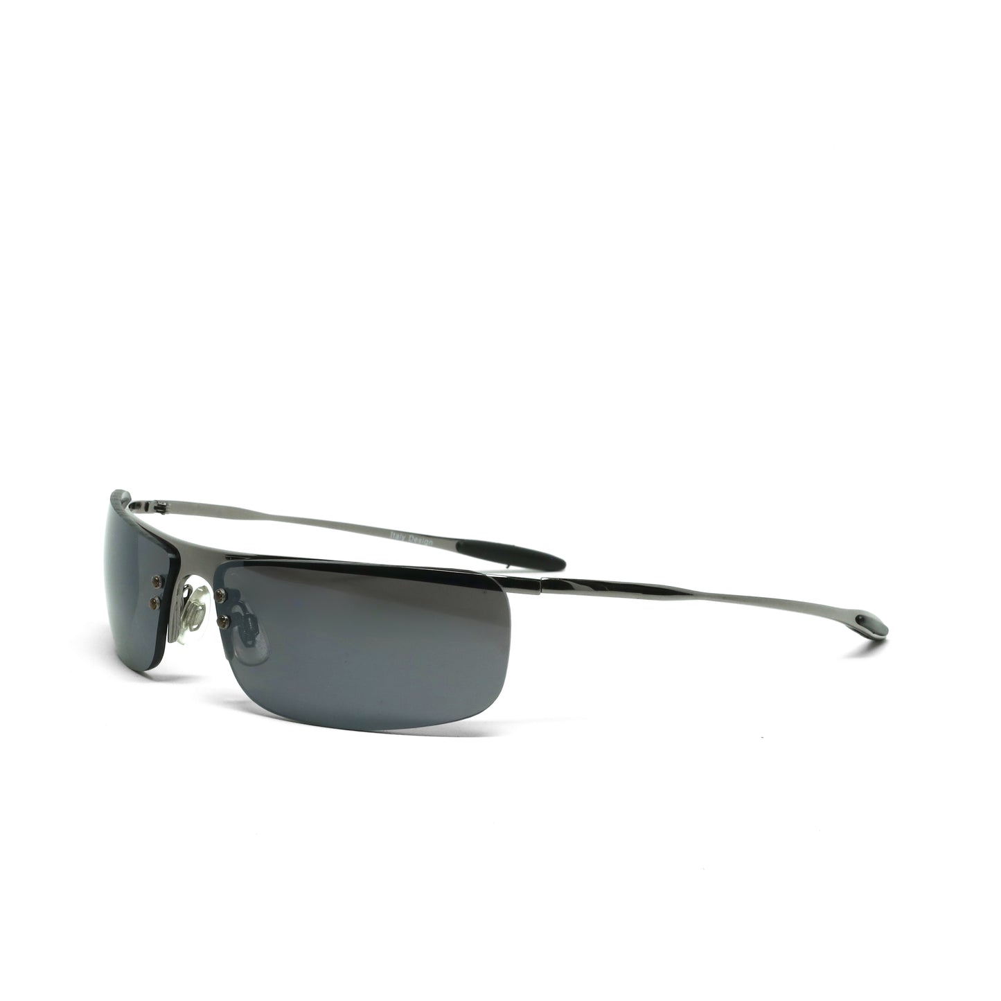 //Style 818// Metal Frame Slim Narrow Grey Wrap Sunglasses