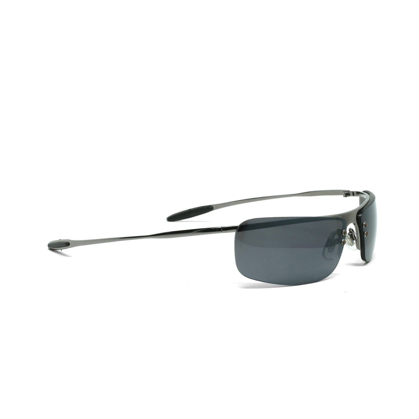 //Style 818// Metal Frame Slim Narrow Grey Wrap Sunglasses