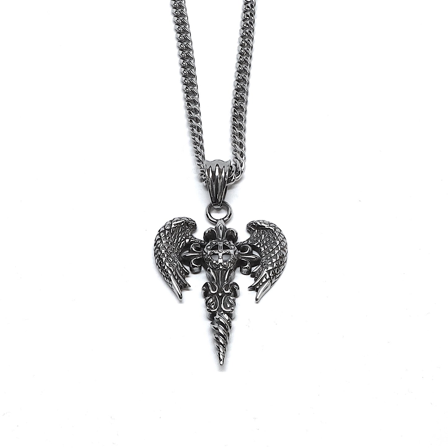 //Style 412// 316L Stainless Steel Fallen Angel Cross