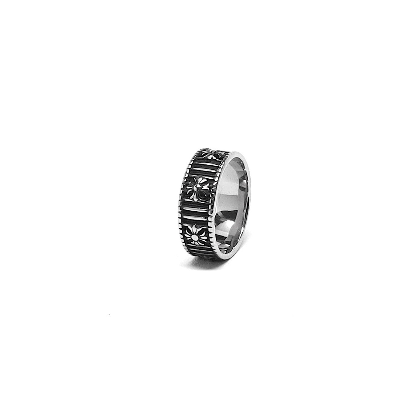 //Style 331-N1// 316L Stainless Steel Black Petal Band Ring
