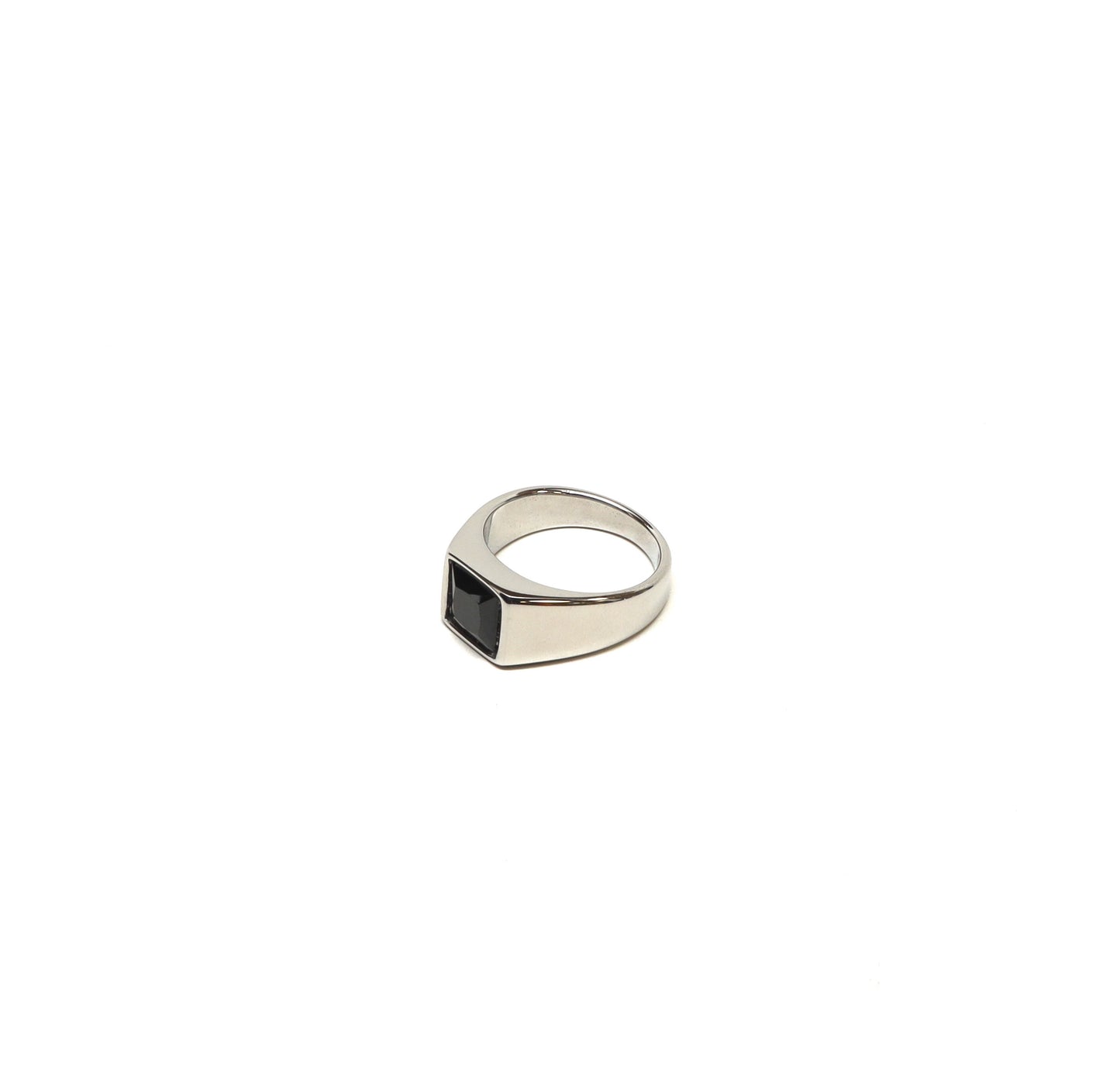 //Style 22S-m1// 316L Stainless Steel Faceted Black Onyx Ring