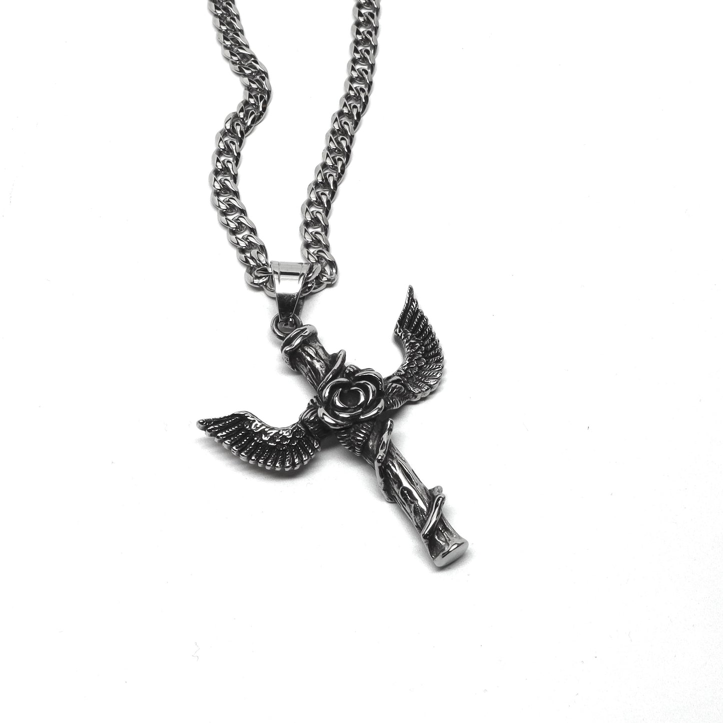 //Style 76// 316L Stainless Steel Angel Ivy Cross
