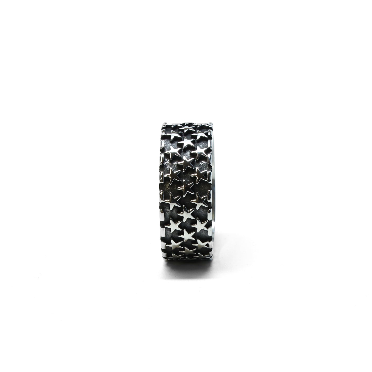 //Style 370-B// 316L Stainless Steel Multi Star Two Tone Oxidized Ring