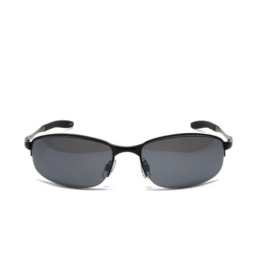 //Style 79// Metal Frame Slim Narrow Grey Wrap Sunglasses