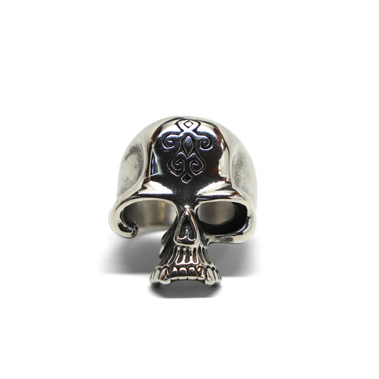 //Style 998-E1// 316L Stainless Steel Inscribed Skull Ring