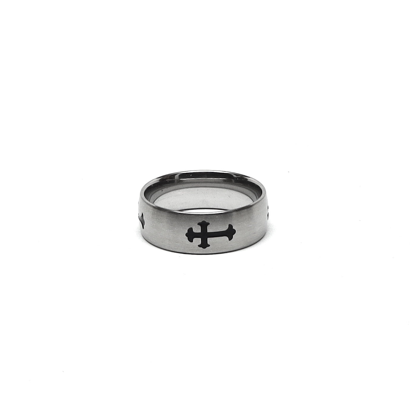 //Style 438// 316L Stainless Steel Black Cross Brushed