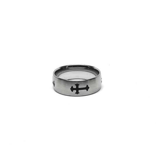 //Style 438// 316L Stainless Steel Black Cross Brushed