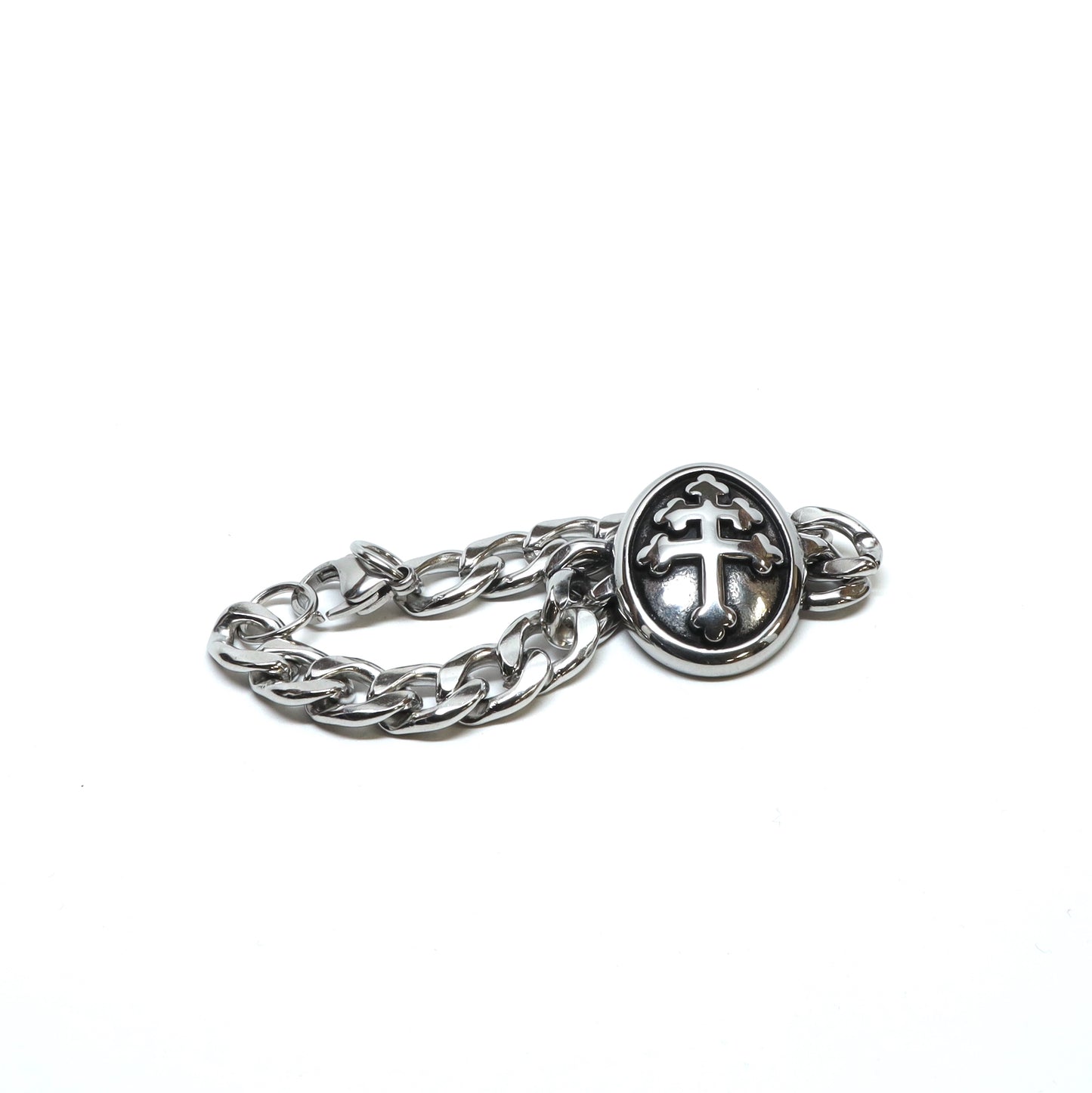 //Style 024-Q1// 316L Stainless Steel Double Cross Bracelet