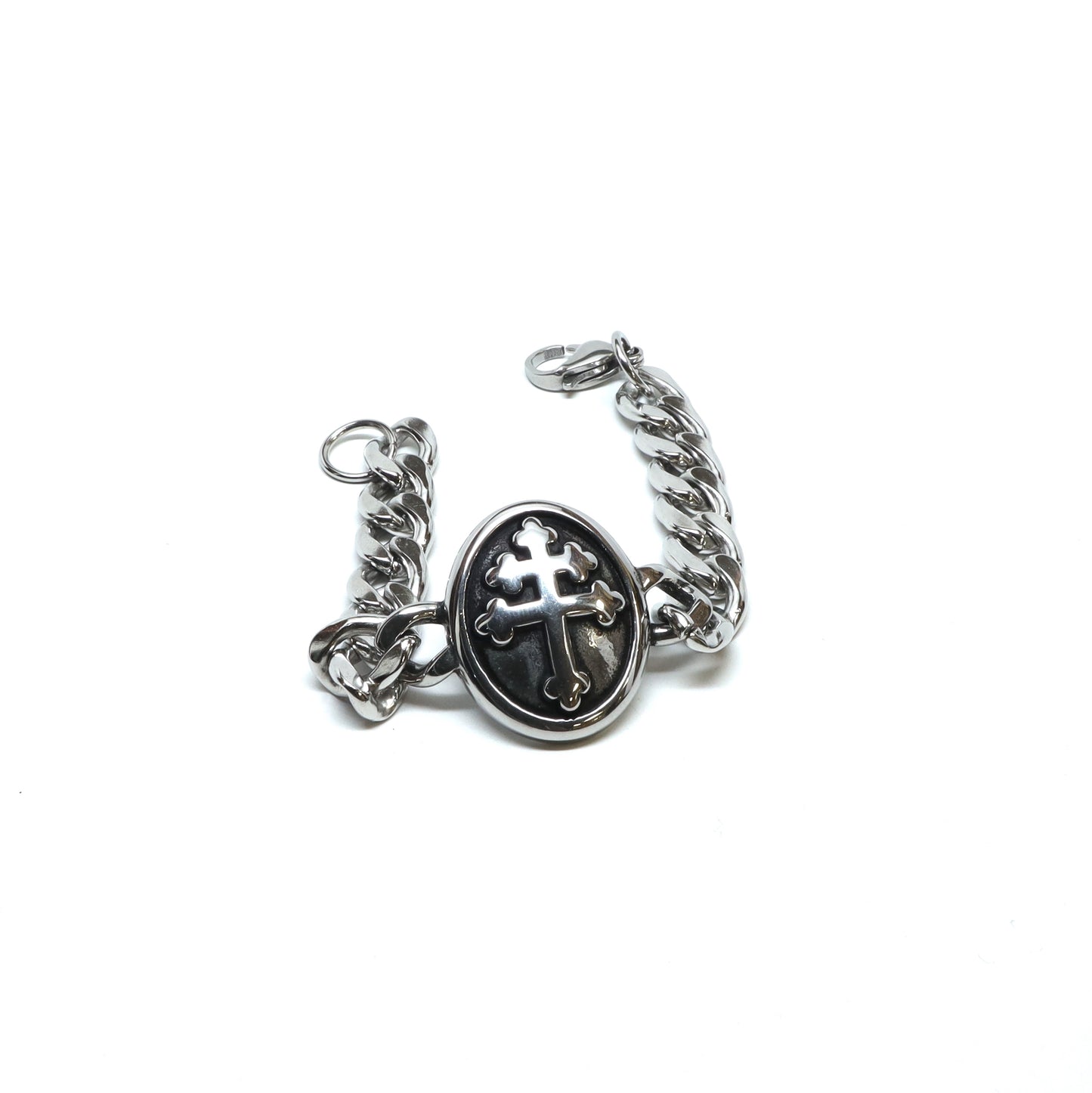 //Style 024-Q1// 316L Stainless Steel Double Cross Bracelet