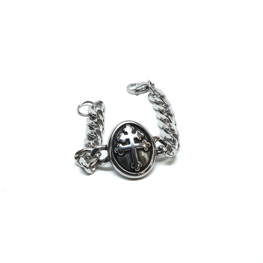 //Style 024-Q1// 316L Stainless Steel Double Cross Bracelet