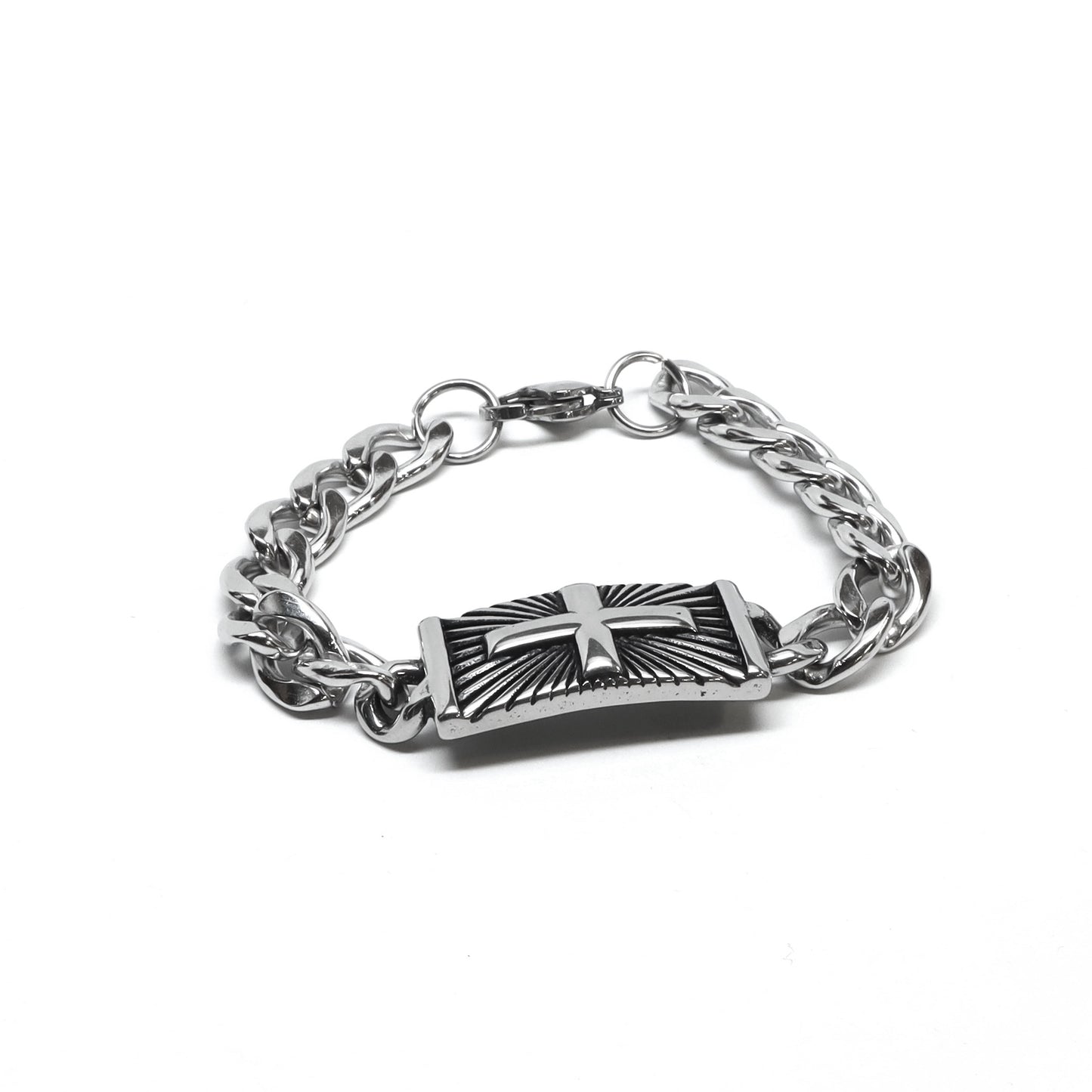 //Style 031-V1// 316L Stainless Steel Cross Shield Bracelet