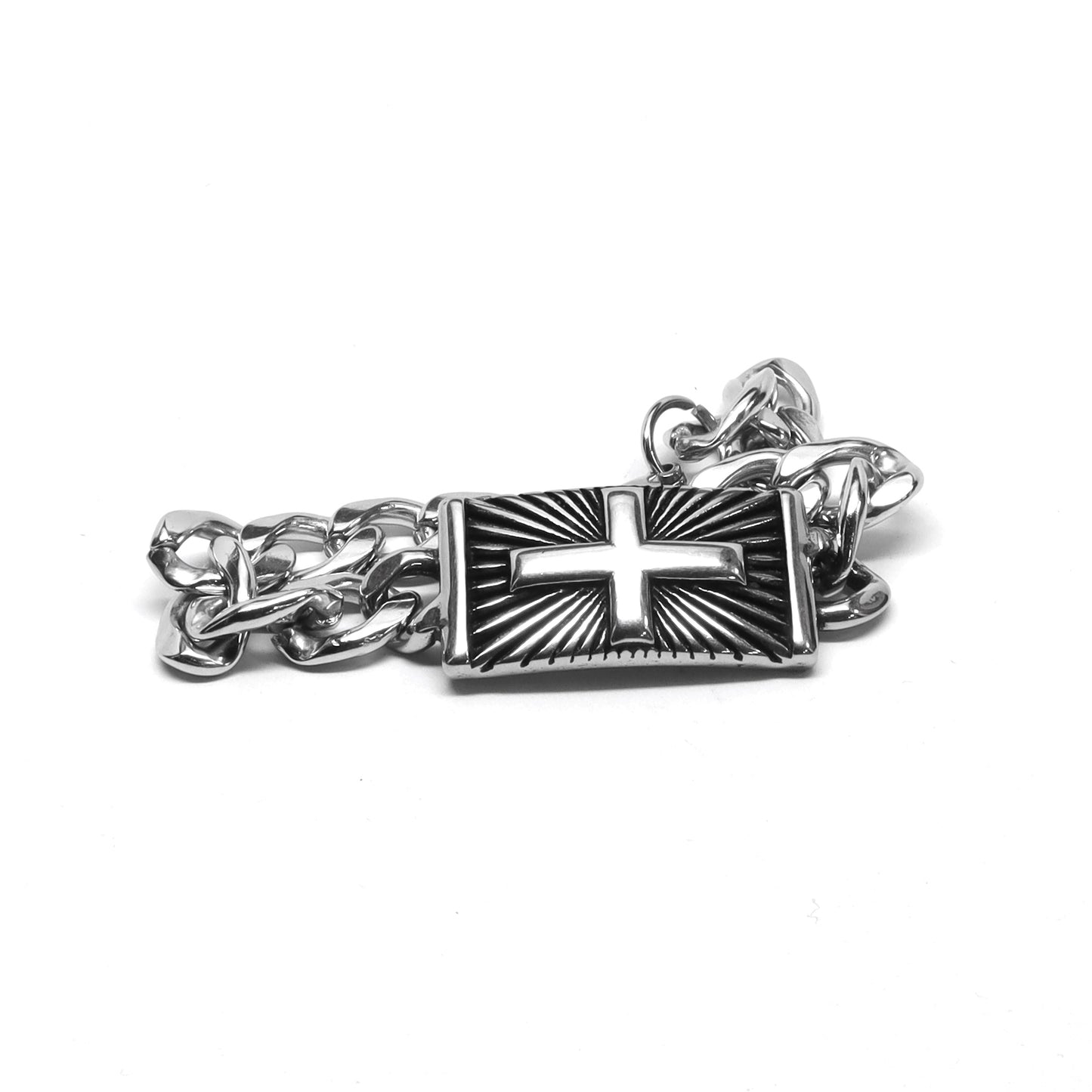 //Style 031-V1// 316L Stainless Steel Cross Shield Bracelet