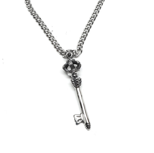 //Style 797// 316L Stainless Steel Secret Royal Key Necklace