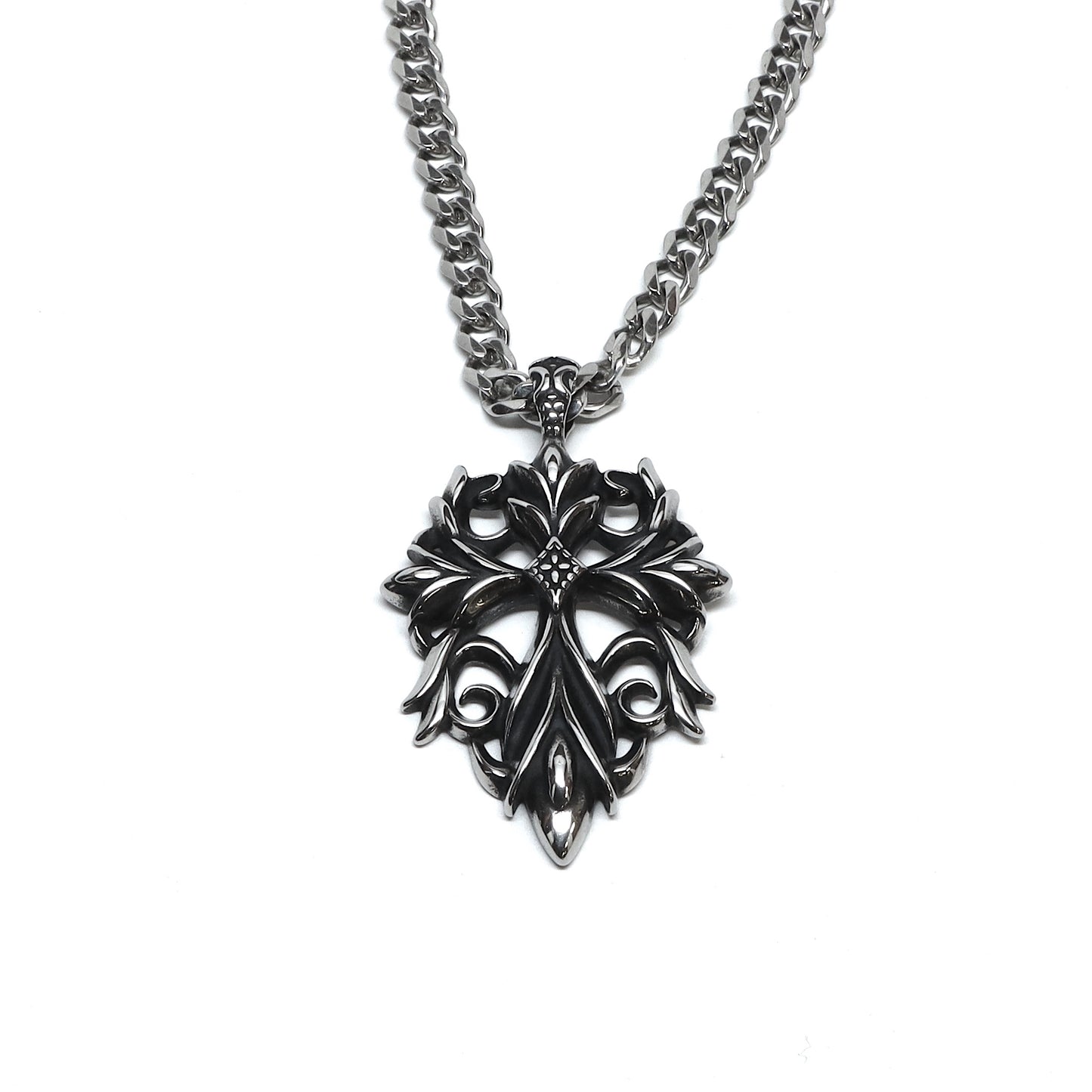 //Style 66// 316L Stainless Steel Large Baroque Cross Necklace