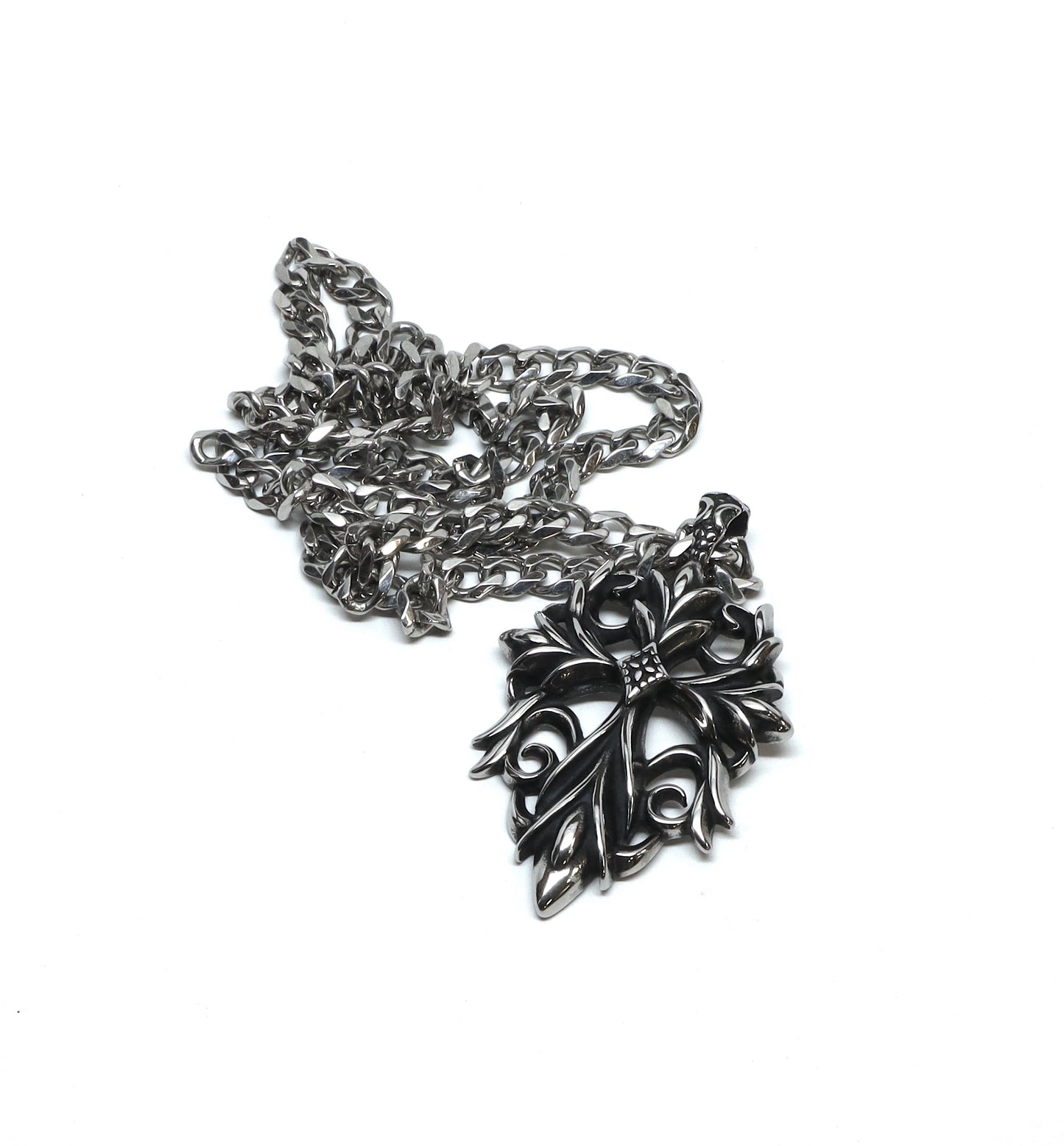 //Style 66// 316L Stainless Steel Large Baroque Cross Necklace