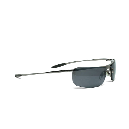 //Style 818// Metal Frame Slim Narrow Grey Wrap Sunglasses