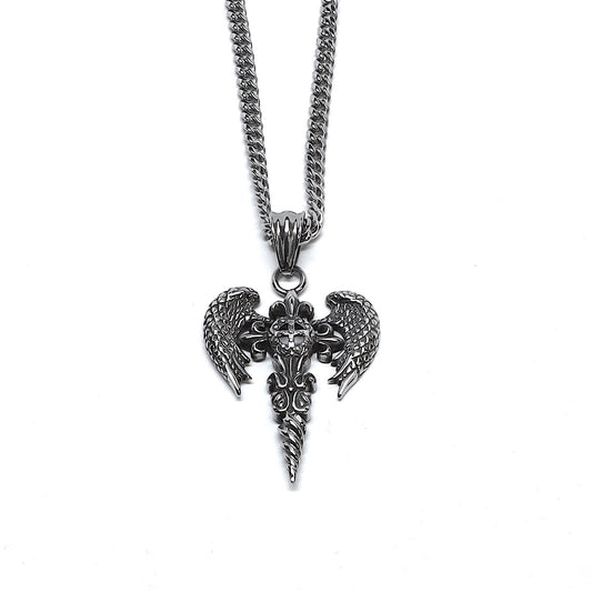//Style 412// 316L Stainless Steel Fallen Angel Cross