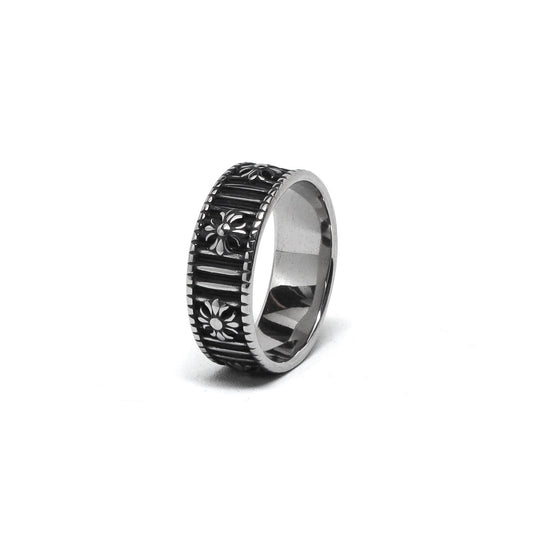 //Style 331-N1// 316L Stainless Steel Black Petal Band Ring