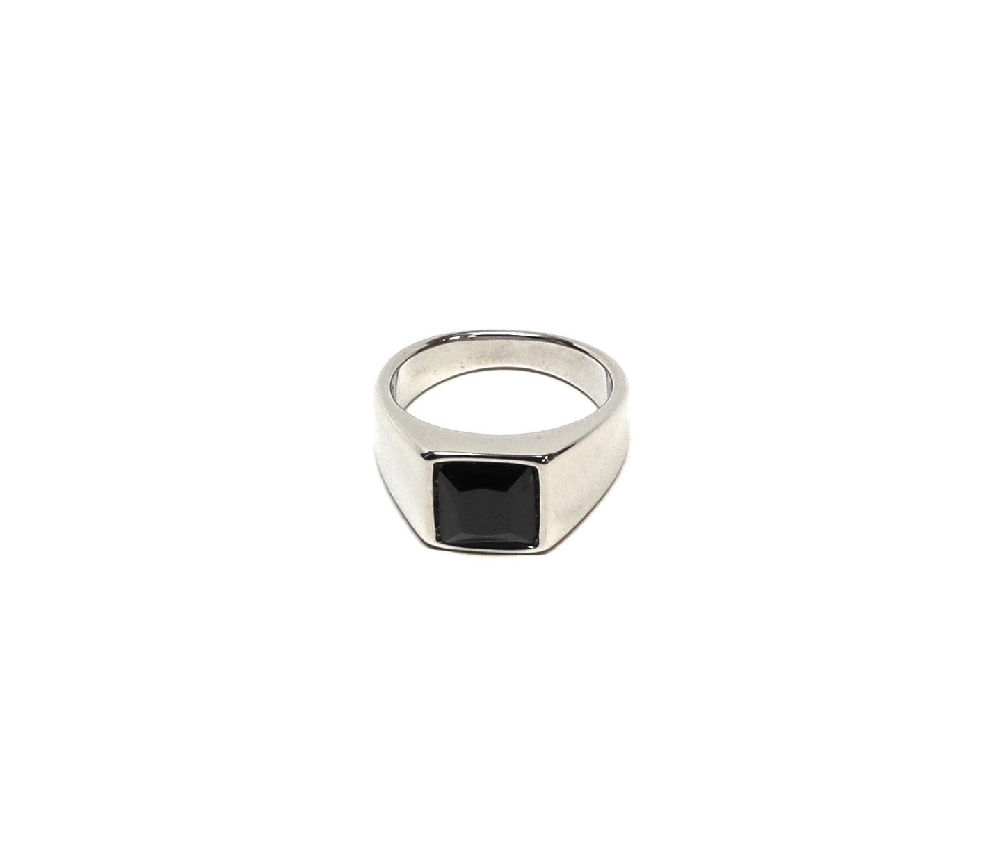 //Style 22S-m1// 316L Stainless Steel Faceted Black Onyx Ring